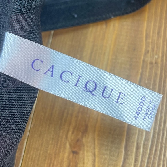 Cacique by lane Bryant size 44DDD black lightly lined French balconette bra - Picture 6 of 7